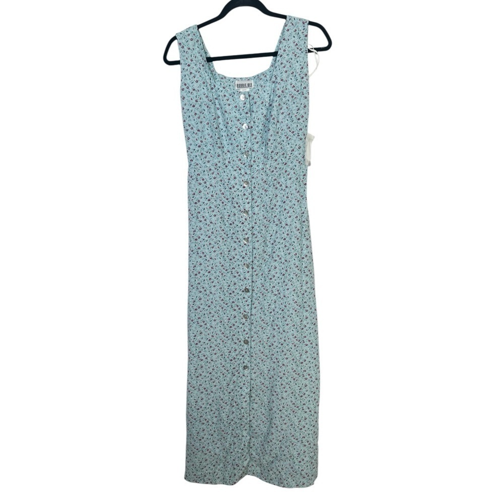 Robbie Bee Light Blue Sleeveless Floral Button Down Dress Size 14